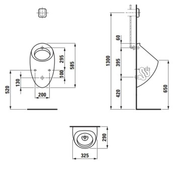 Pisuārs Laufen  ME Il Bagno Alessi One Suction ar LCC pievads no aizmugures, balts