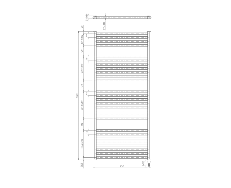 Полотенцесушитель / Радиатор AQUALINE DIRECT-E электрический 450x1320 мм 400 Вт, белый ILE34T