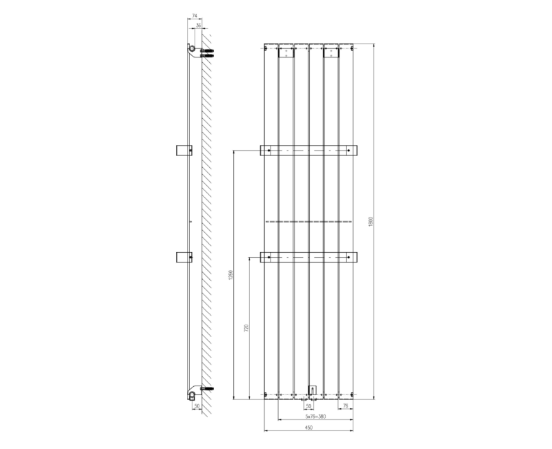 Полотенцесушитель / Радиатор Sapho COLONNA 450x1800 мм, Белый IR1