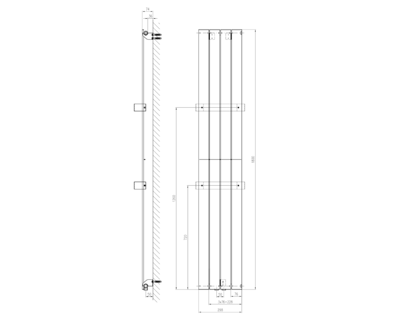 Полотенцесушитель / Радиатор Sapho Colonna 30x180 см, 614 Вт, текстурированный сланец IR144