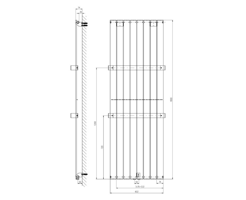 Rankšluosčių džiovintuvas / Radiatorius Sapho COLONNA 602x1800mm, metalinis sidabras IR146