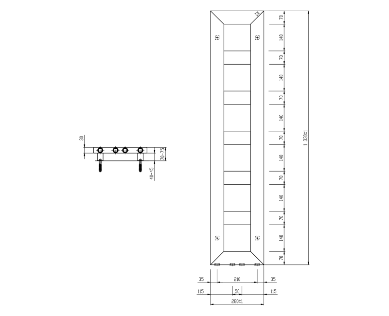 Dvieļu žāvētājs / Radiators Sapho Block  28x133cm, 353 W, melns Matēts IR181