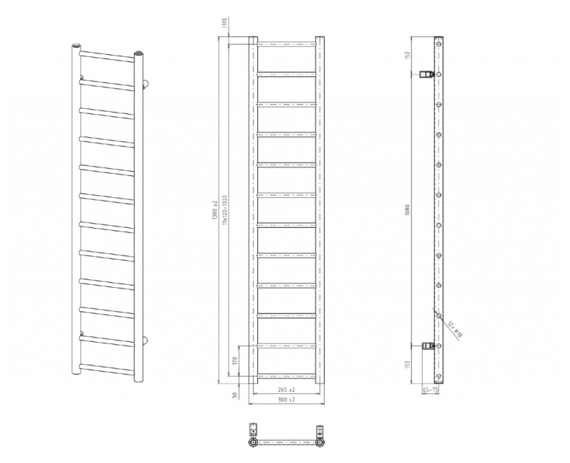 Полотенцесушитель / Радиатор Sapho Dina 138x30см, белый IR363W