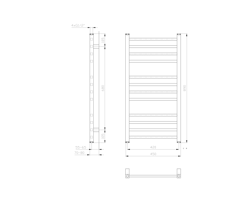 Dvieļu žāvētājs / Radiators Sapho Metro 45x89cm, 266W, balts  IR400T