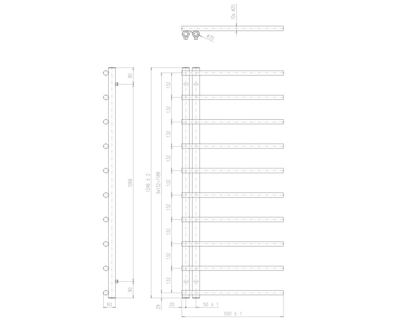 Полотенцесушитель / Радиатор Sapho ENIS JUSTINA 125x50см, матовый черный IR546B