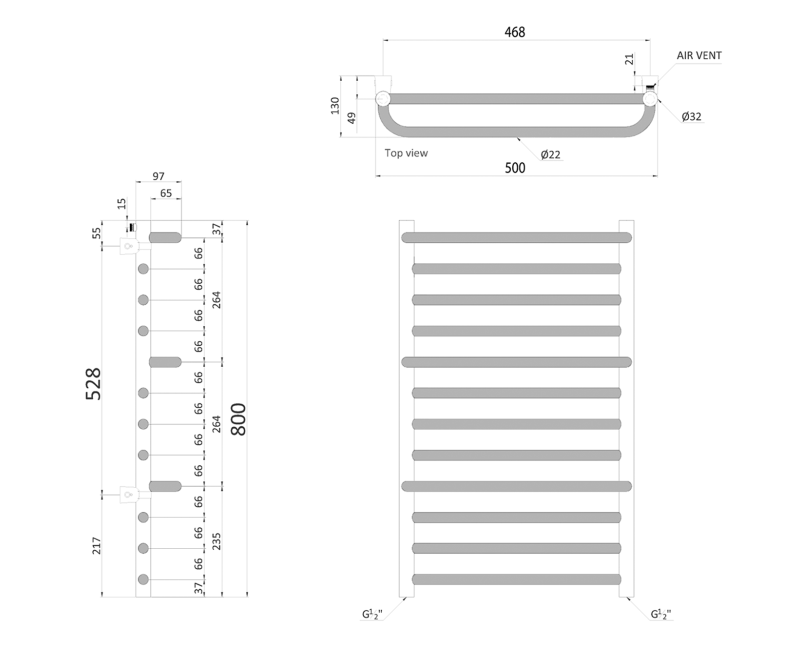 Dvieļu žāvētājs / Radiators Sapho Manisa, 50x80cm, 180W, hroms  IZ110