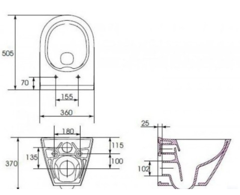 Pakabinamas tualetas Cersanit City Rimless su dangčiu K701-104