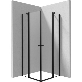 Dušas kabīne Deante KERRIA PLUS NERO 90x90cm caurspīdīgs stikls, Melns profili