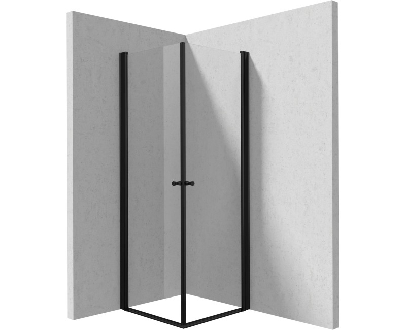Dušo kabina Deante KERRIA PLUS NERO 90x90cm skaidrus stiklas, Juodi profiliai