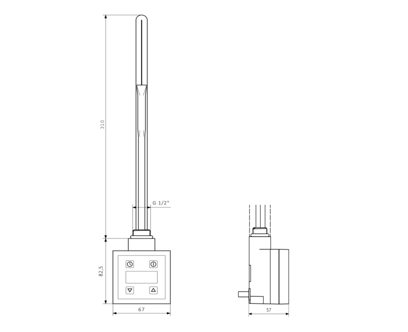 Dvieļu žāvētāja sildelements Sapho KTX ar termostatu 200W Hromēts KTX-B-300