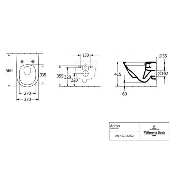 Piekaramais pods Villeroy & Boch Antao CeramicPlus Rimfree TwistFlush skalošana, Bez Vāka, Balts 4674T0R1