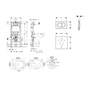 Комплект Geberit с рамой Duofix  и Белой кнопкой Delta01 подвесной унитаз Kielle Gaia Rimless и крышка SoftClose