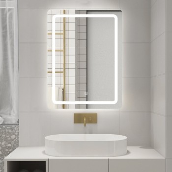 Vannas istabas spogulis Aqualine ar LED apgaismojumu, 80x60 cm, skārienjutīgs sensors SC080