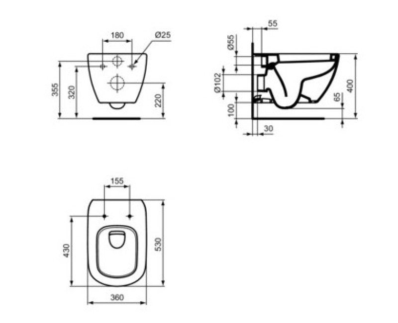 Подвесной унитаз Ideal Standard Tesi без крышки T007801