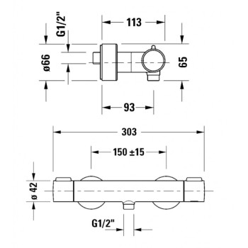 Dušas maisītājs Duravit Thermostatic, ar termostatu, Melns Matēts TH4220000046