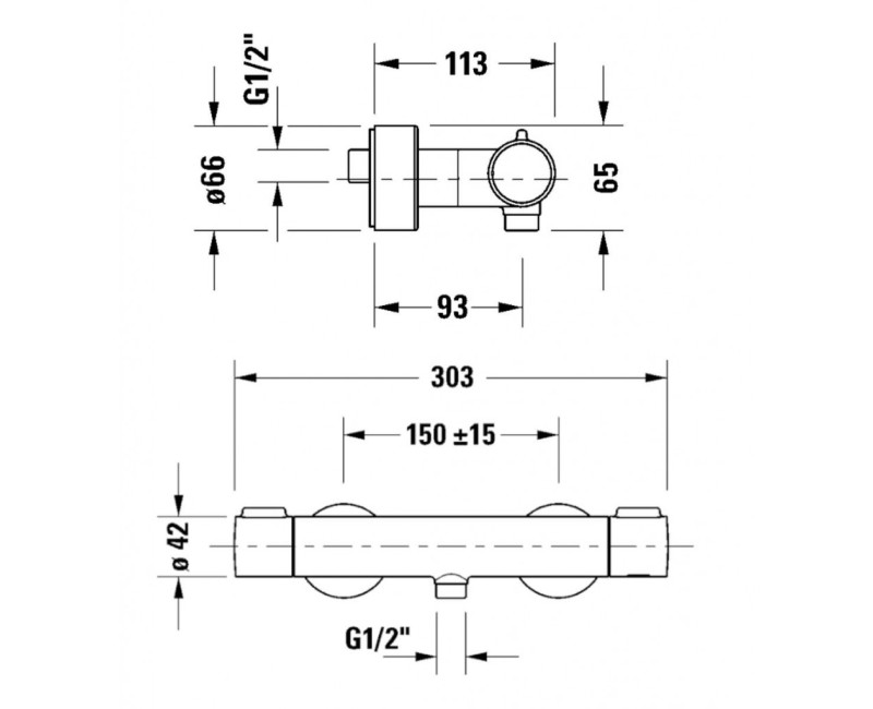 Dušas maisītājs Duravit Thermostatic, ar termostatu, Melns Matēts