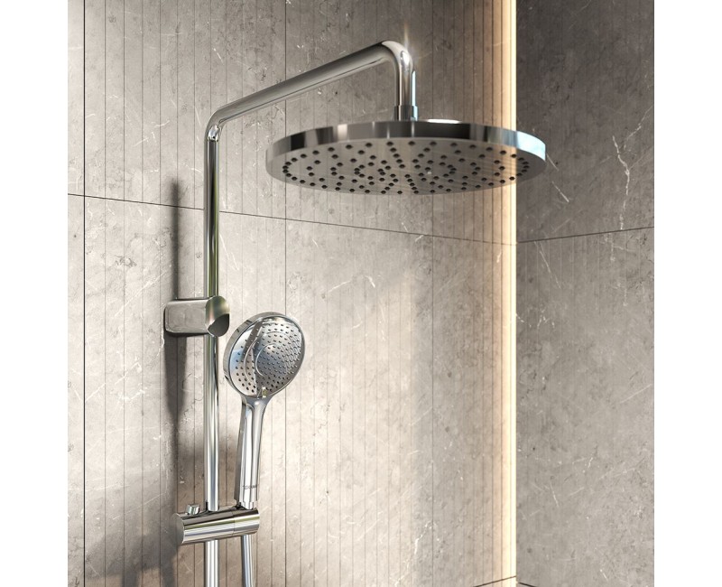 Dušas sistēma Duravit Showers ar termostatu, Dušas galva D 25 cm, 3 plūsmas, Hromēts