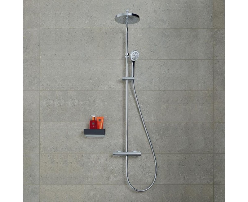 Dušas sistēma Duravit Showers ar termostatu, Dušas galva D 25 cm, 3 plūsmas, Hromēts