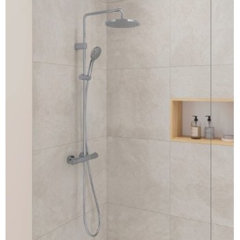 Dušas sistēma Duravit Showers ar termostatu, Dušas galva D 25 cm, 3 plūsmas, Hromēta