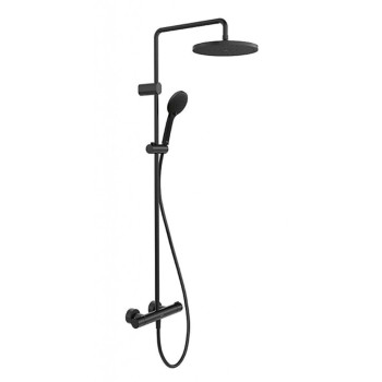 Dušas sistēma Duravit Showers ar termostatu, Dušas galva D 25 cm, 3 plūsmas, Melns Matēts