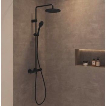 Dušas sistēma Duravit Showers ar termostatu, Dušas galva D 25 cm, 3 plūsmas, Melns Matēts