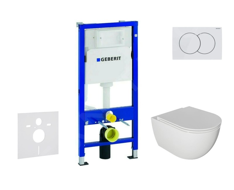 Tualetes poda komplekts Geberit Duofix rāmis ar Baltu Delta01 pogu pods Kielle Oudee Rimless un SoftClose Vāku