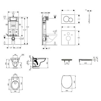 Tualetes poda komplekts Geberit Kombifix rāmis ar Alpha Rimless podu ar SoftClose Vāku, Sigma01 Balta poga