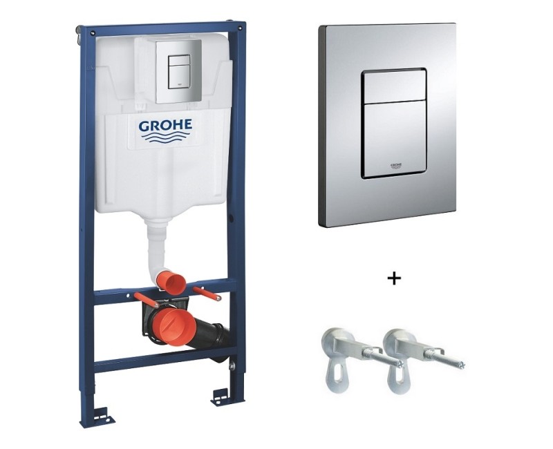 Комплект для Унитаза Grohe Rapid SL + Хромированная кнопка и крепления Skate Cosmopolitan, 38772001