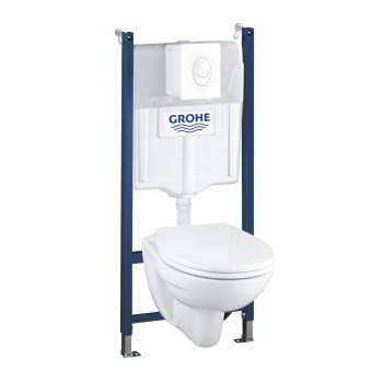 Tualeto komplektas Grohe Solido rėmas + įmontuojamas WC + mygtukas Skate Air + dangtis Soft Close 39116000