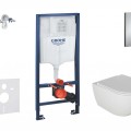 Tualetes poda komplekts Grohe rāmis Rapid SL+WC Kielle Oudee Rimless +hromēta poga Skate Cosmopolitan+vāks Soft Close 11BA1104