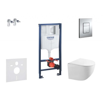 Tualetes poda komplekts Grohe rāmis Rapid SL+WC pods Kielle Gaia Rimless Hromēta poga Skate Cosmopolitan +vāks SoftClose 11BA1105