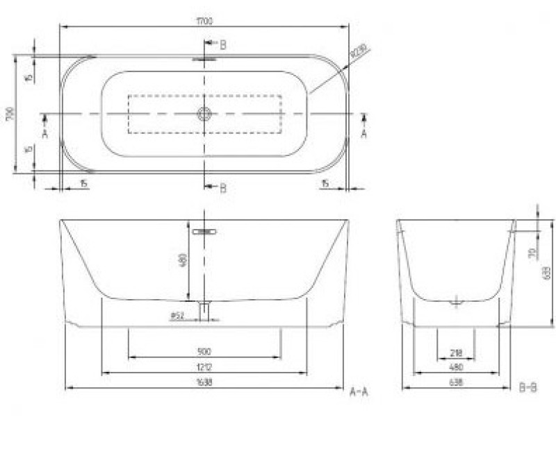 Laisvai stovinti vonia Villeroy & Boch Finion 170x70cm, Quaryl®, Alpu balta UBQ177FIN7A100V401