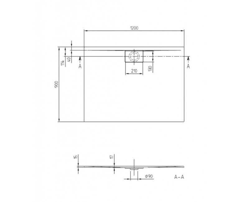 Dušo padėklas Villeroy & Boch Architectura MetalRim 90x120cm, VilboGrip, Akrilo Baltas UDA1290ARA215GV-01