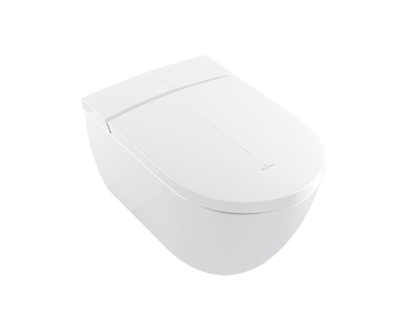 Pakabinamas tualetas su bidė funkcija Villeroy & Boch ViClean CeramicPlus Rimfree su SoftClose dangčiu