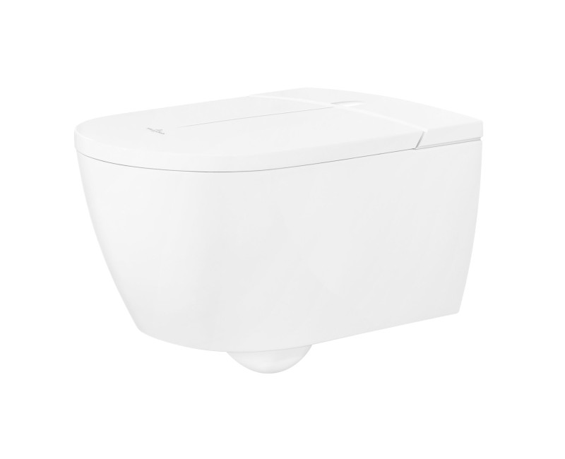 Pakabinamas tualetas su bidė funkcija Villeroy & Boch ViClean CeramicPlus Rimfree su SoftClose dangčiu