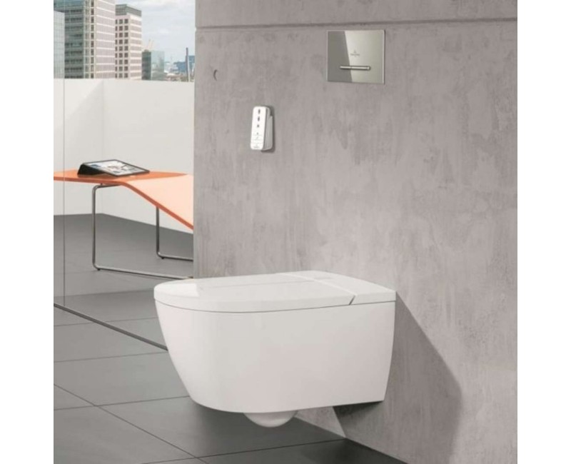 Pakabinamas tualetas su bidė funkcija Villeroy & Boch ViClean CeramicPlus Rimfree su SoftClose dangčiu
