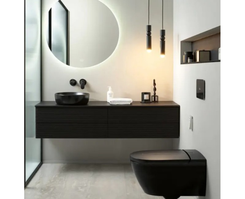 Piekaramais pods ar bide funkciju Villeroy & Boch ViClean I-100 CeramicPlus Rimfree ar SoftClose vāku Melns