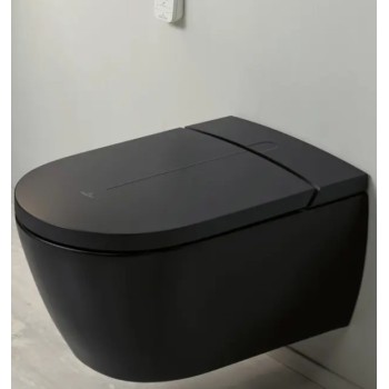 Piekaramais pods ar bide funkciju Villeroy & Boch ViClean I-100 CeramicPlus Rimfree ar SoftClose vāku Melns