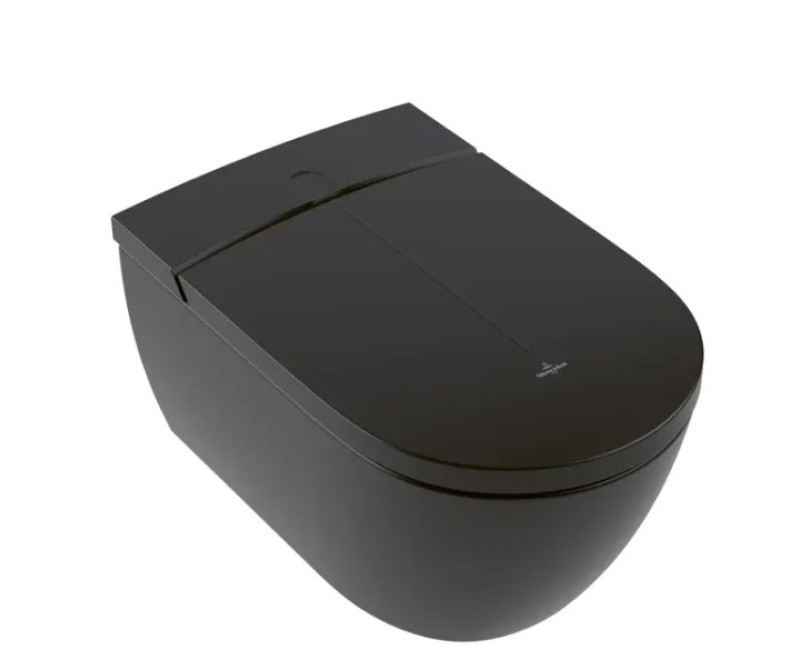 Piekaramais pods ar bide funkciju Villeroy & Boch ViClean I-100 CeramicPlus Rimfree ar SoftClose vāku Melns