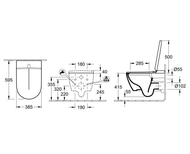 Piekaramais pods ar bide funkciju Villeroy & Boch ViClean I-200 CeramicPlus Rimfree ar SoftClose vāku Balts