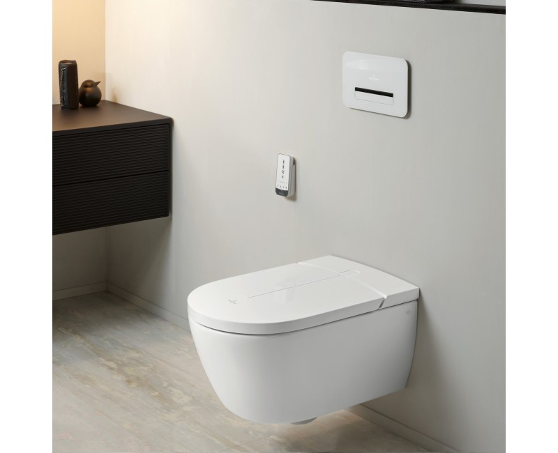 Piekaramais pods ar bide funkciju Villeroy & Boch ViClean I-200 CeramicPlus Rimfree ar SoftClose vāku Balts