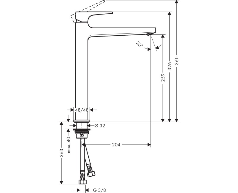 Izlietnes maisītājs Hansgrohe Metropol 260 Ar push-open izplūdi 32512340 Brushed Black Chrome