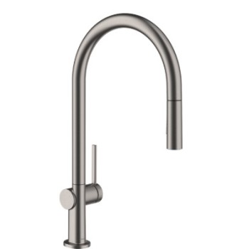 Virtuvinis kranas Hansgrohe Talis M 54 210 su ištraukiamu antgaliu+sBox 2 srauto režimai 72801340 Brushed Black Chrome