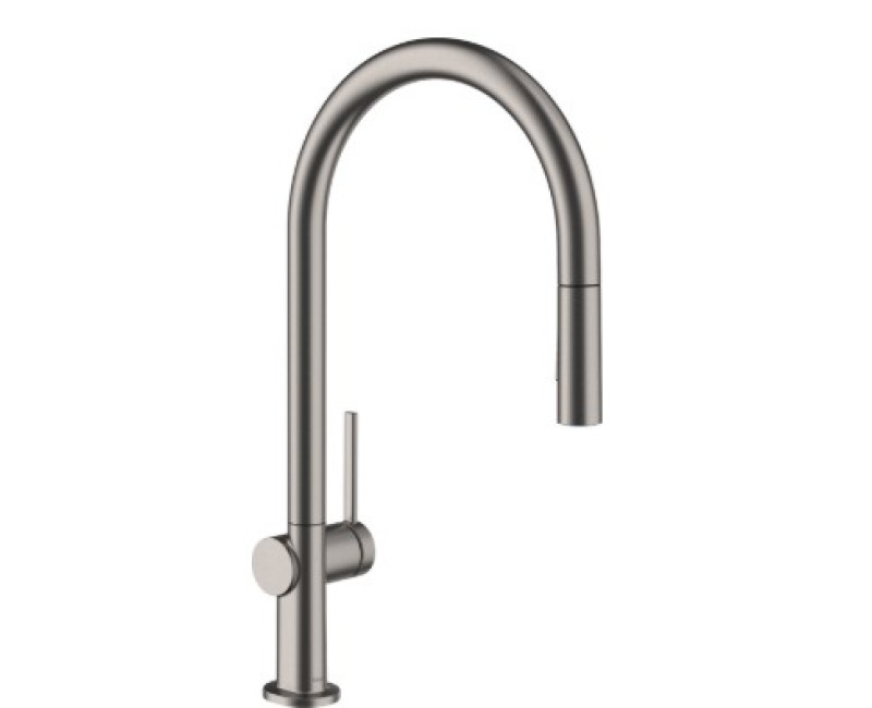 Virtuvinis kranas Hansgrohe Talis M 54 210 su ištraukiamu antgaliu+sBox 2 srauto režimai 72801340 Brushed Black Chrome