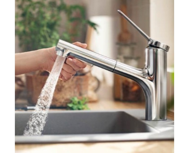 Смеситель для кухни Hansgrohe Zesis M33 150 EcoSmart 2jet выдвижная головка 74810000 Хром