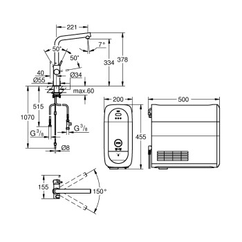 Virtuvinis maišytuvas Grohe Blue Home su filtru Chromuotas 31454001