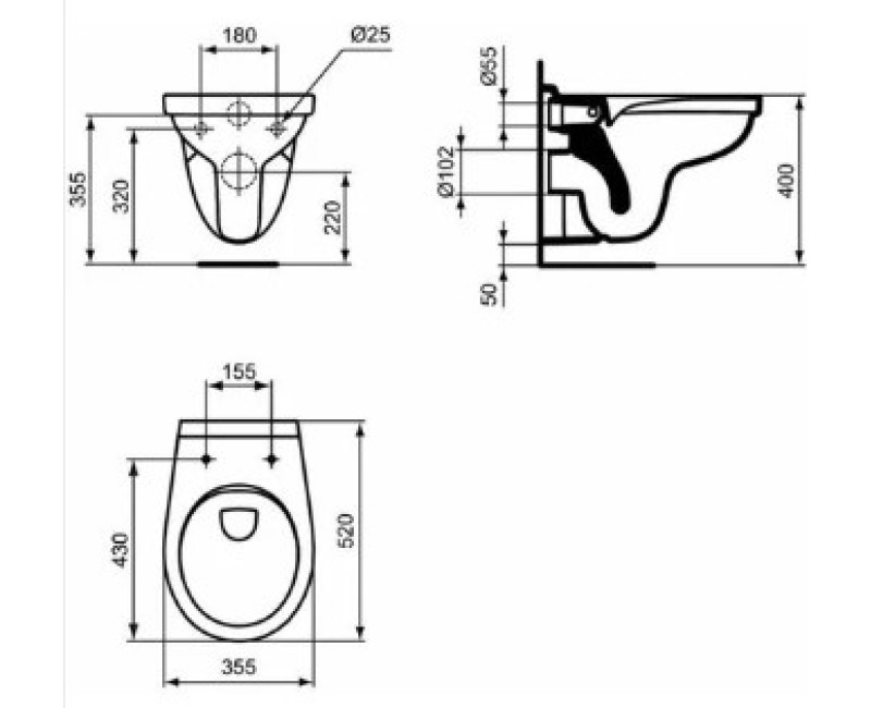 Подвесной унитаз Ideal Standard Dolomite Rimless Без крышки W331301
