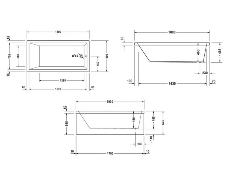 Vonia Duravit Starck, 180x90cm, akrilas, balta 700050000000000