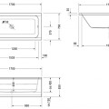Vanna Duravit D-Code, 170x75cm, akrilas, balta 700099000000000