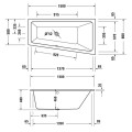 Asimetrinė vonia Duravit Duravit No.1, 150x80cm, akrilas, balta 700505000000000